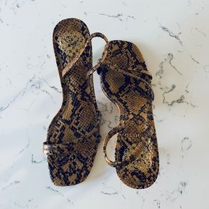 Vince Camuto Brown Leather Snakeskin Slingback